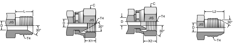 Dimensions of JIS Hydraulic Adaptor Ends