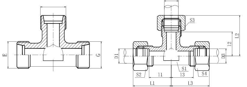 Dimension sheet of Tee Union Connector