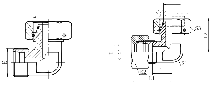Dimension sheet of tube to swivel elbow connector