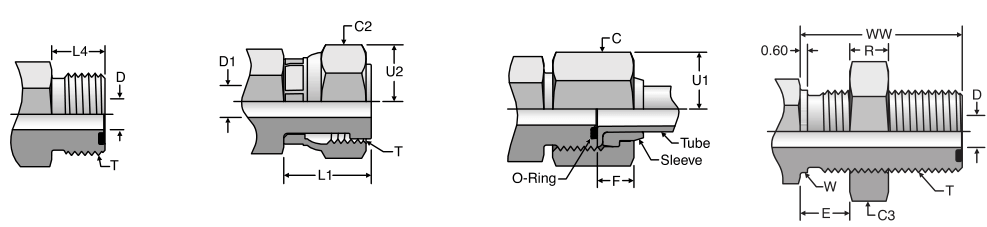 ORFS Hydraulic Fittings Dimensions