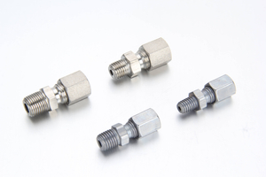 Premium DIN 2353 LL series extra light straight male stud fitting assembly with union nut and cutting ring.