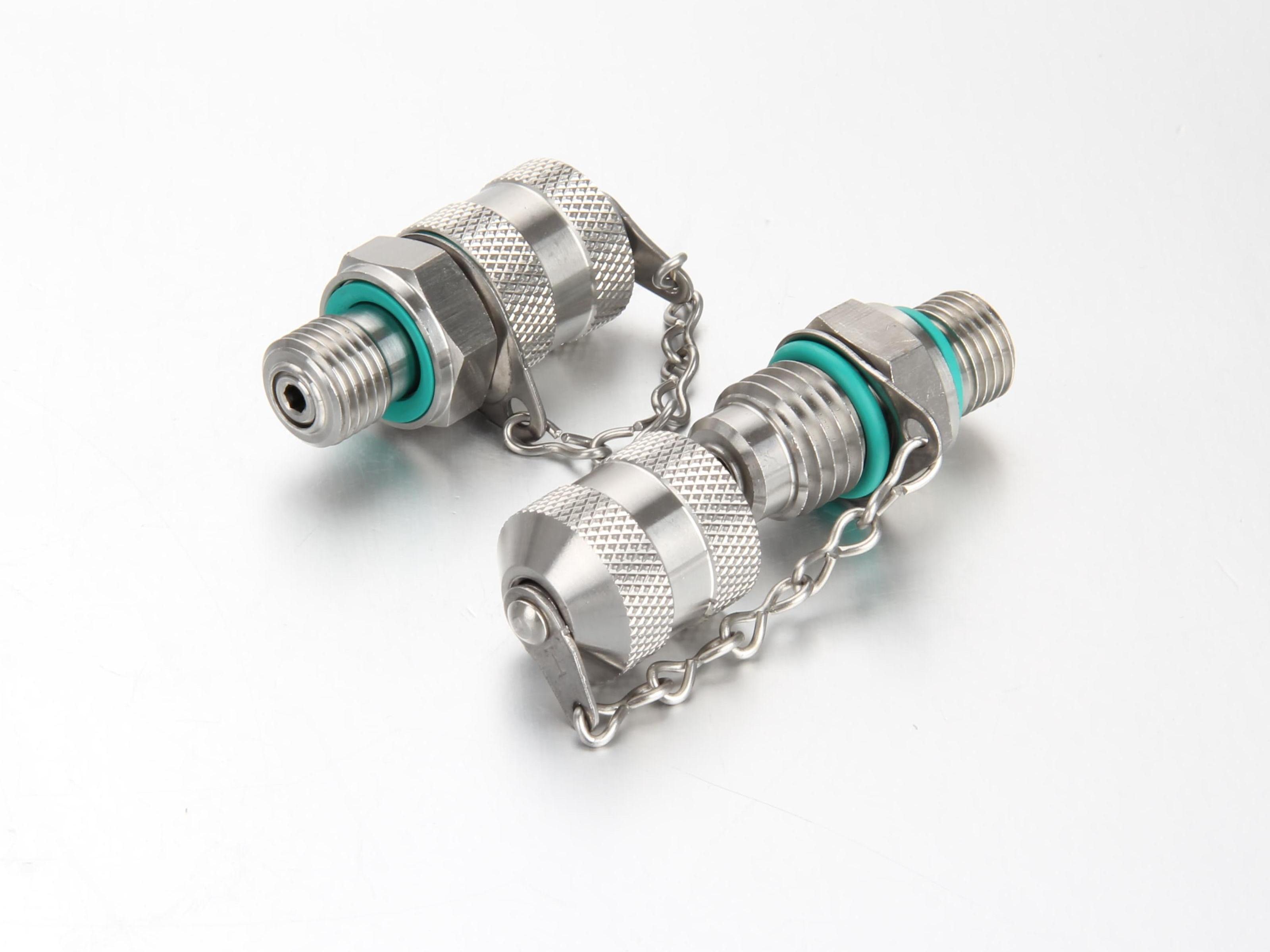 Corrosion-resistant 316 stainless steel test point fitting ISO 15171-2 for offshore and marine hydraulic applications.