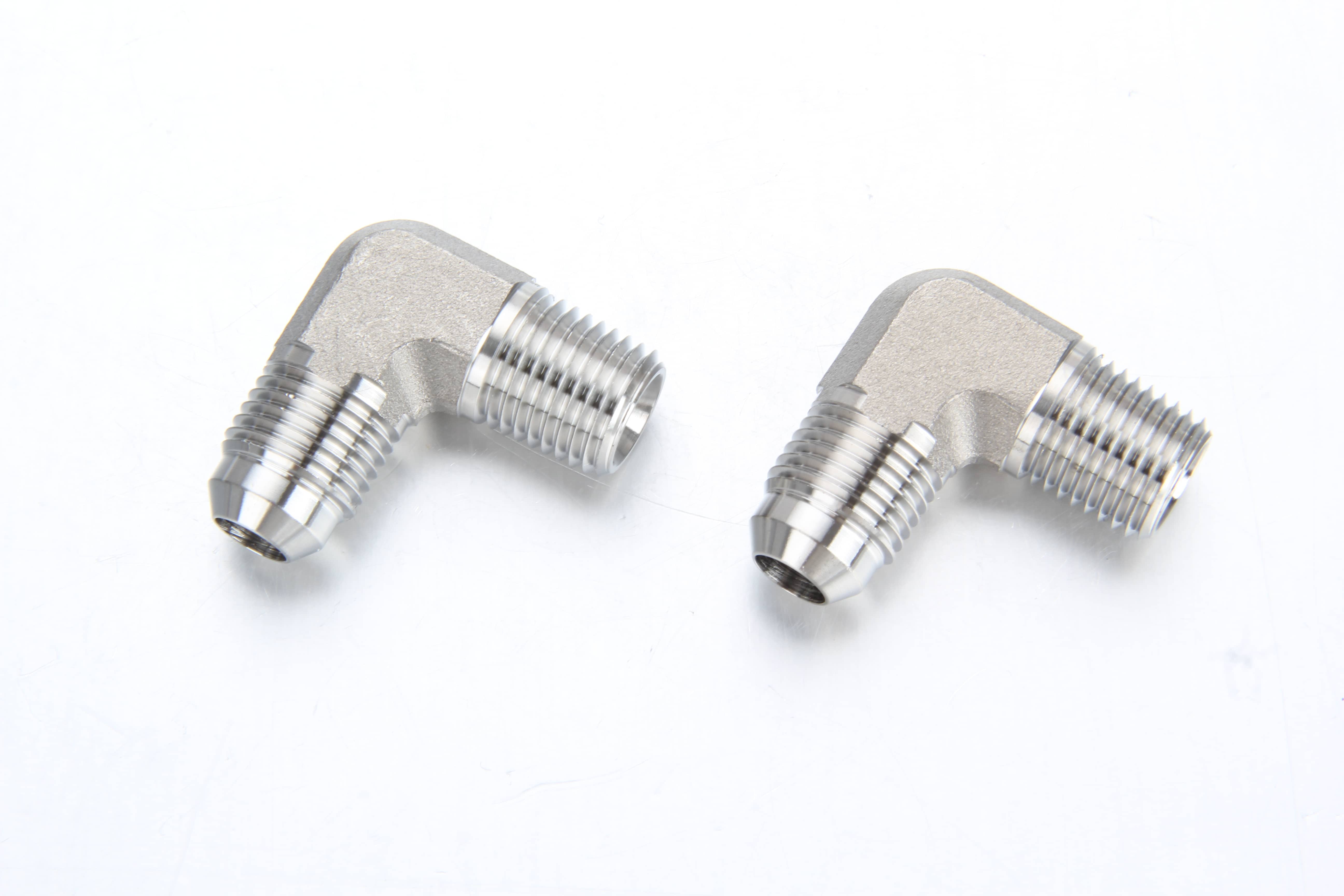 Forged 316L stainless steel heavy-duty 90-degree hydraulic elbow with deep NPT female threads.