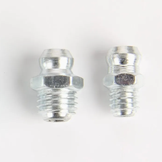 Heavy duty straight zerk lubrication fitting featuring high pressure conical head profile from domame