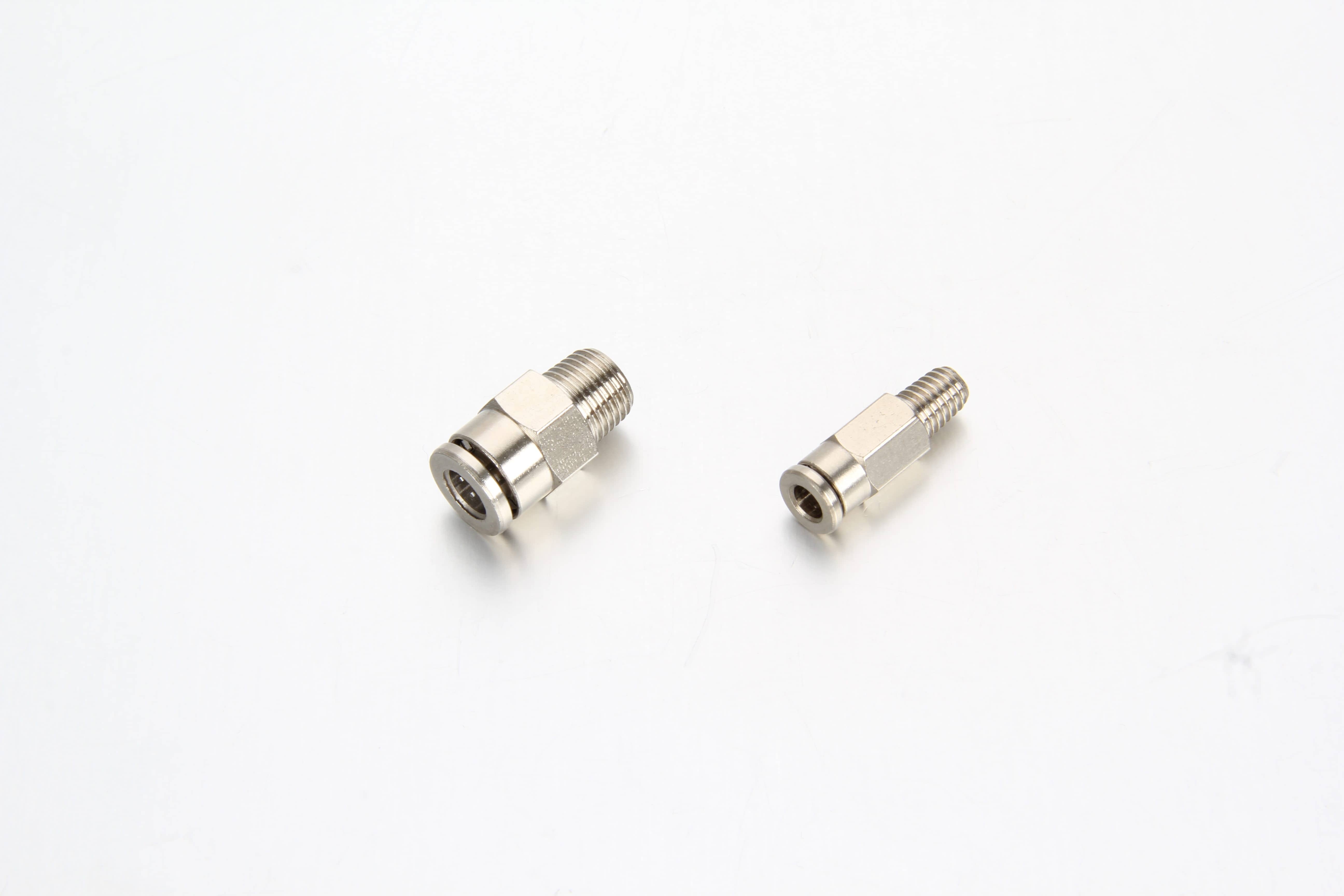 Heavy-duty straight quick connectors for automated central lubrication systems, engineered by industrial parts manufacturer Fitsch