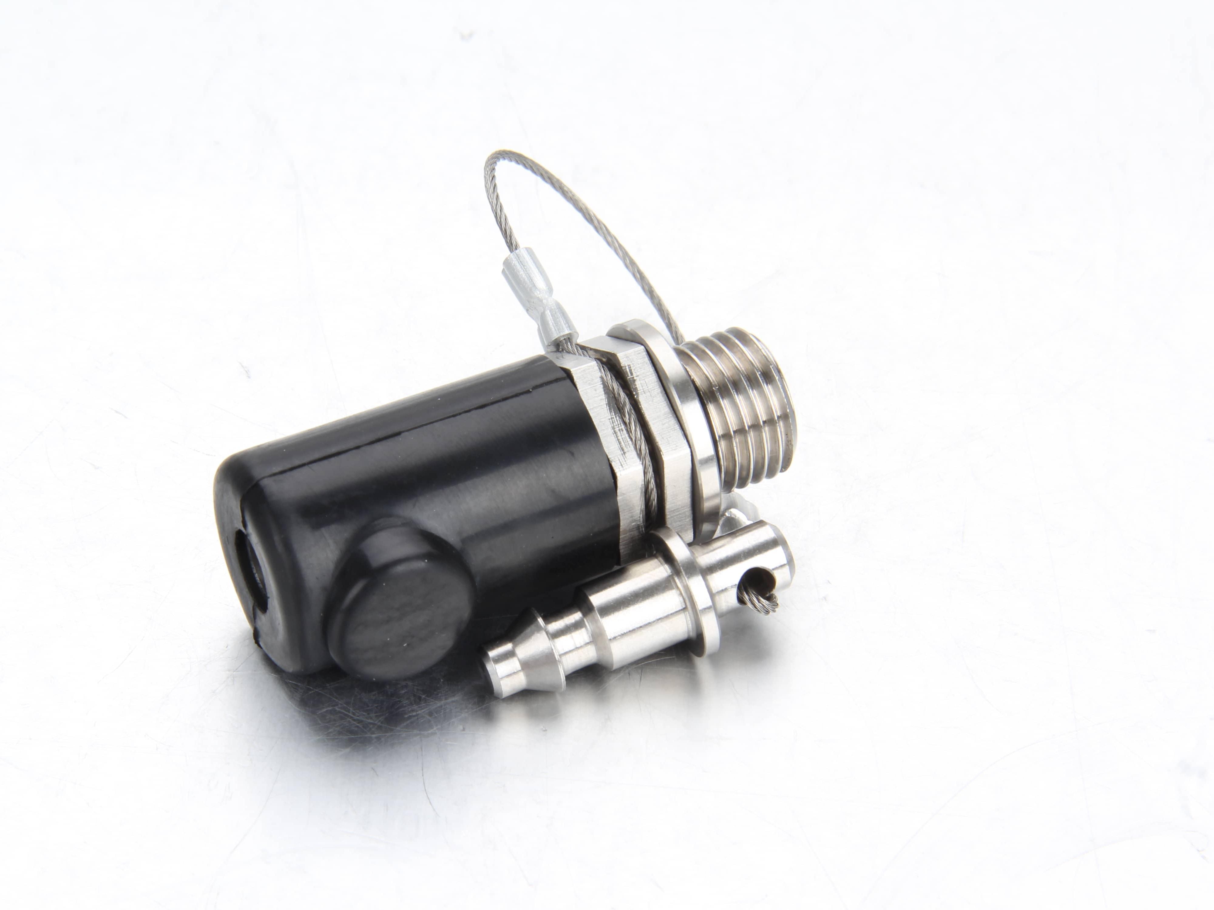 Heavy duty railway pneumatic pressure test point fitting socket with brass body and raised push button mechanism.