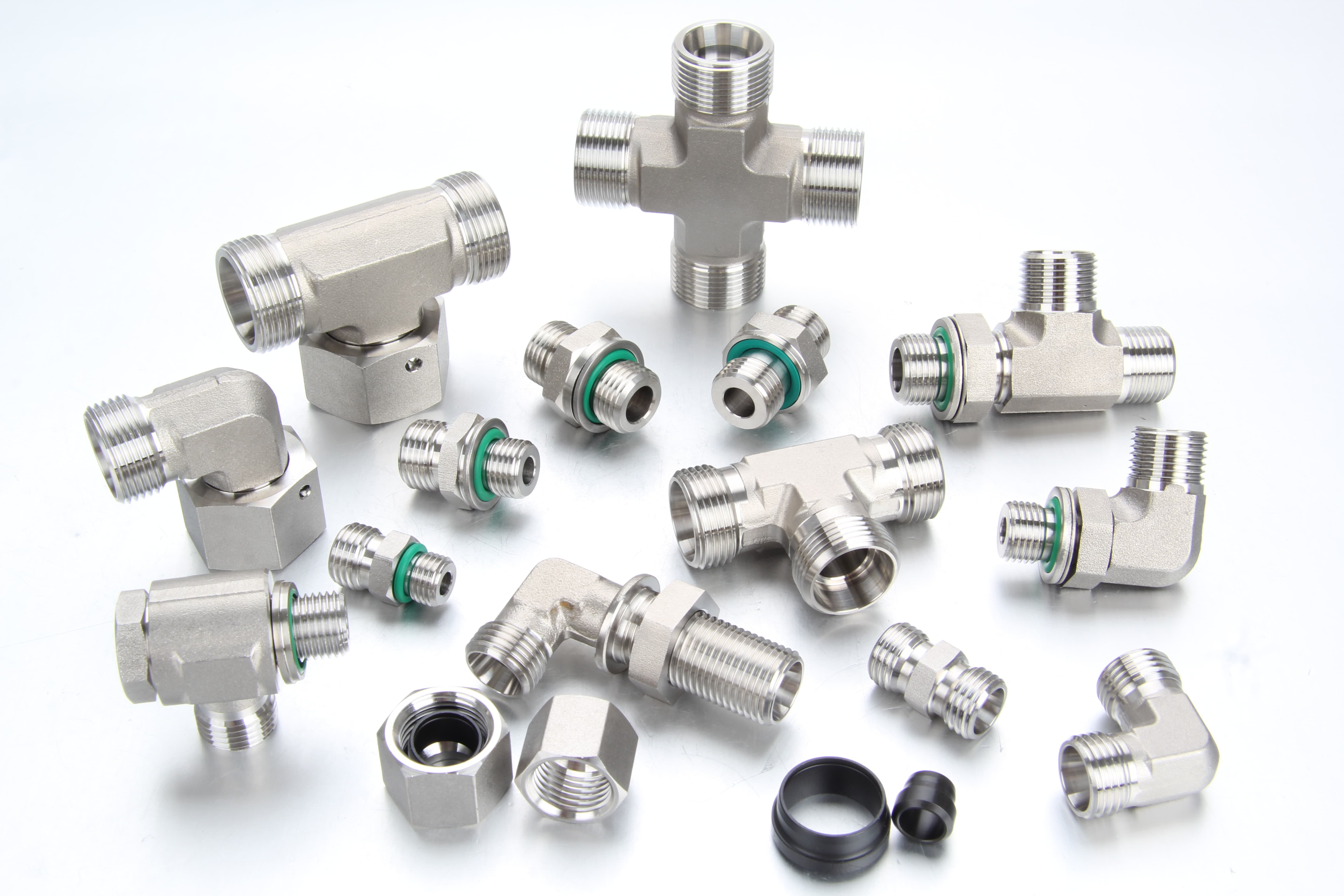 Stainless steel double edge progressive ring biting type hydraulic adapter