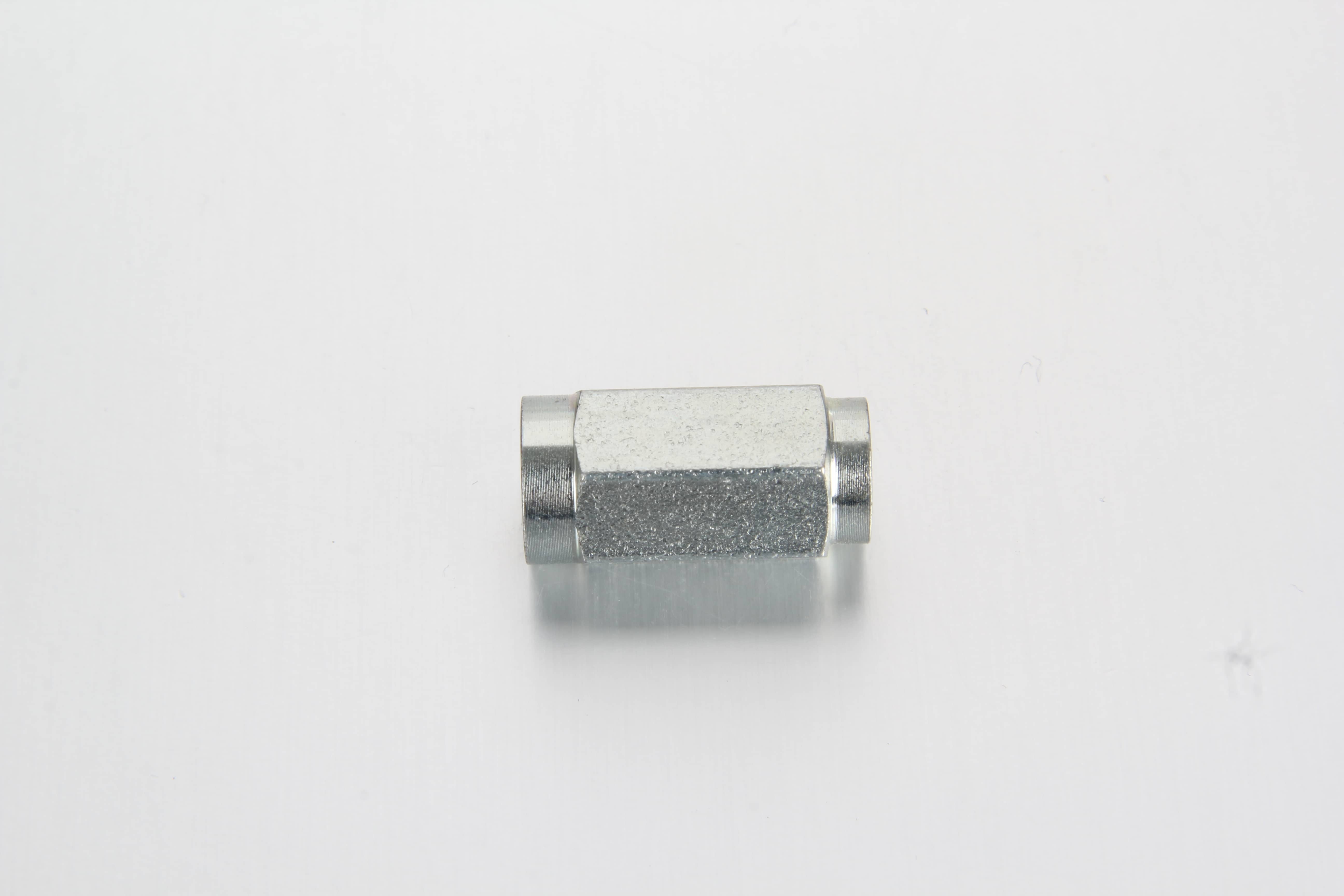 Technical blueprint specifying hex body configurations, thread options, and parameters for specialized reusable hose fittings
