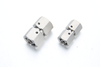 Stainless steel and carbon steel metric DKO swivel union fittings showing a complete range of light and heavy duty series hydraulic connectors.