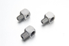 High pressure steel 90 degree lubrication elbow adapter showing male metric tapered threads and a female parallel thread port