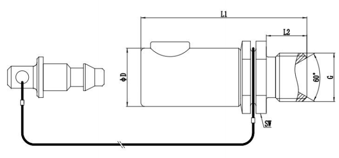 Heavy duty railway pneumatic pressure test point fitting socket with brass body and raised push button mechanism.