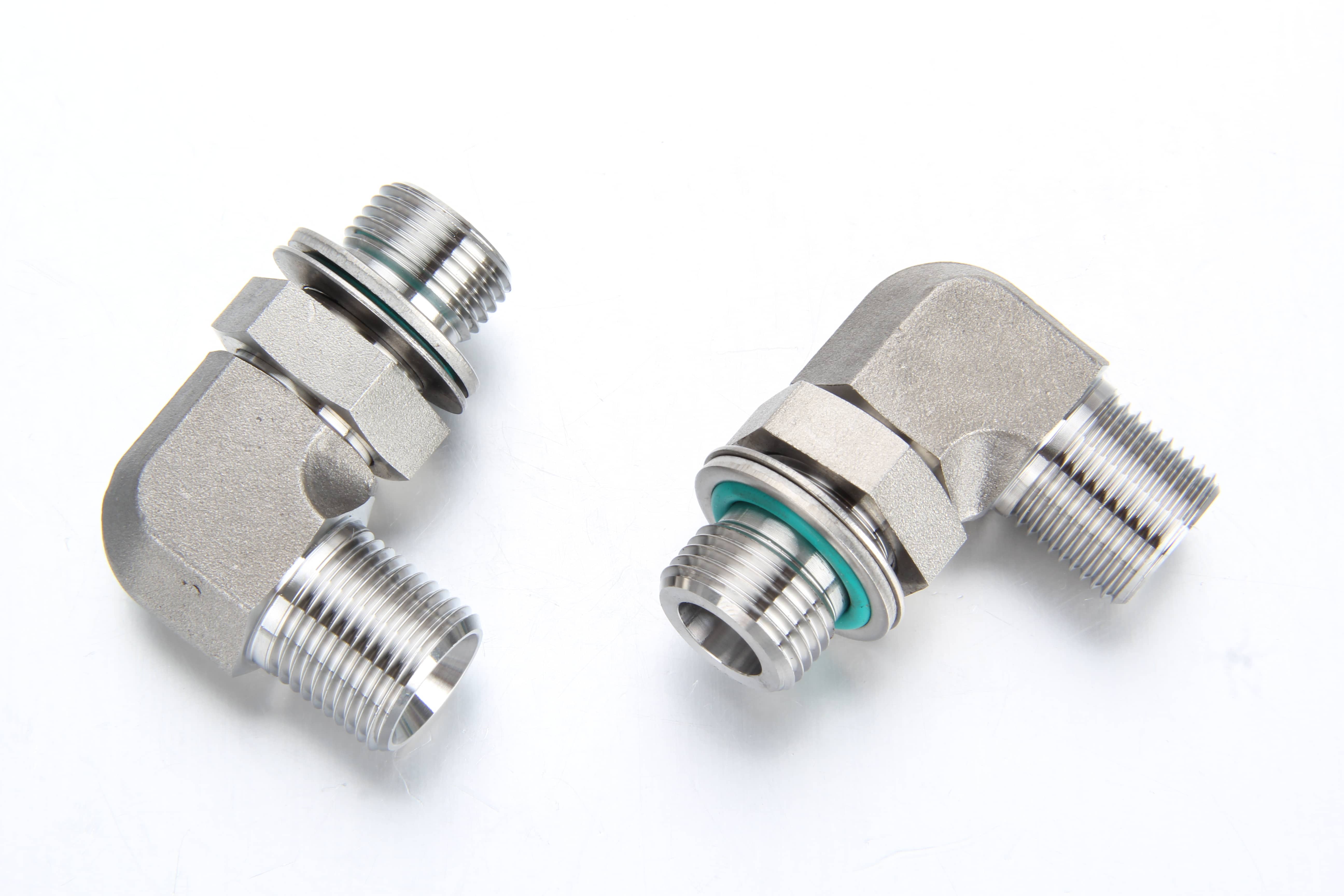 "High-volume production run of OEM 316L stainless steel fittings tailored for data center liquid cooling skids, displaying passivated hex bodies and pristine parallel thread leads."