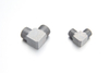 Profile view focusing on the metric taper thread execution of an LL series 90 degree male stud connector.