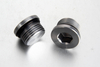 A crisp studio shot of a steel DIN 908 internal hexagon socket screw plug showcasing its precision groove and embedded green/black ED soft sealing NBR ring.