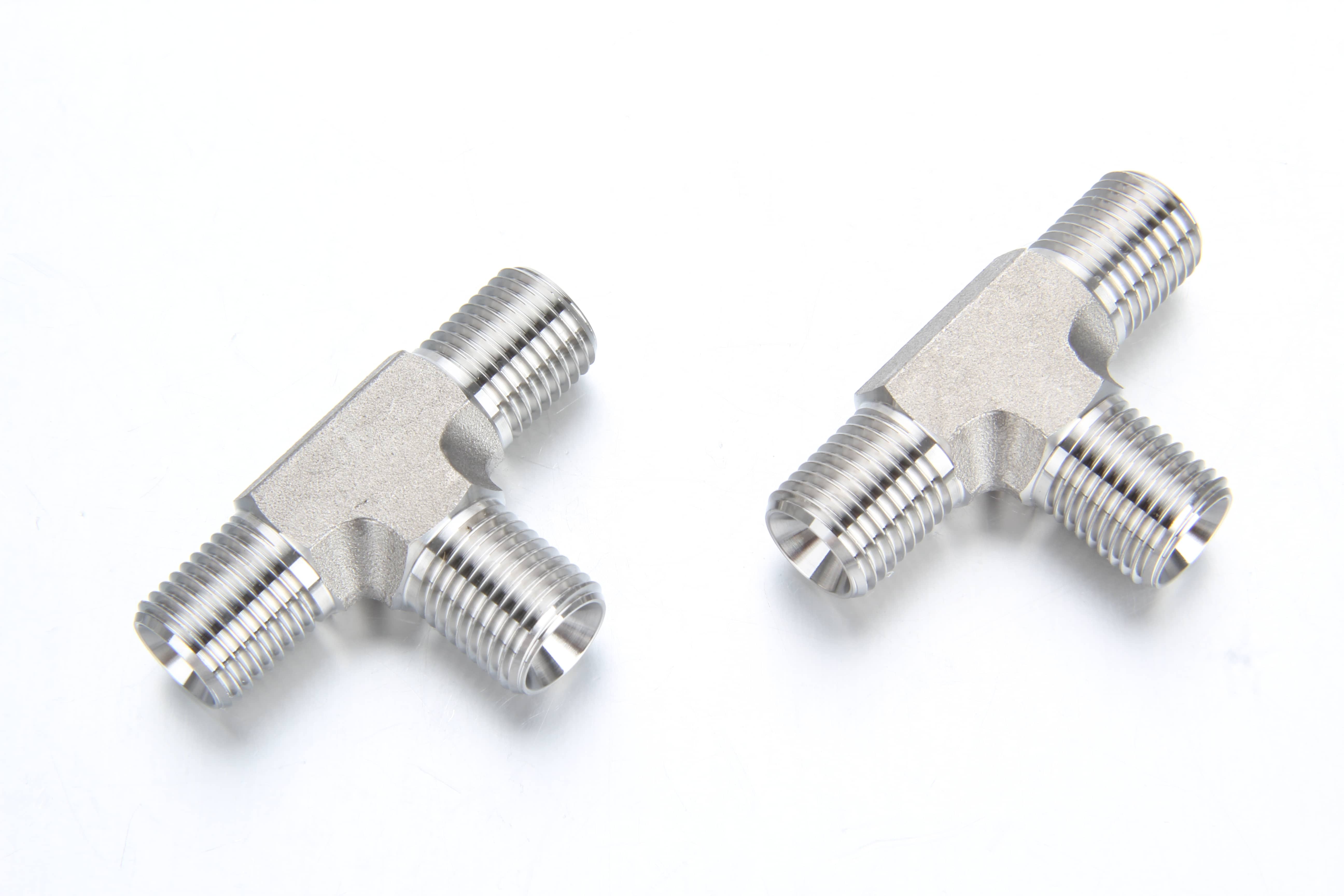 High pressure 316 stainless steel BSPP triple thread tee union adapter