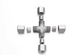 Metric Compression Union Cross - Centralized Grease Line Fittings